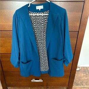 Skies Are Blue Vibrant Blue Blazer Lightweight Open-Front